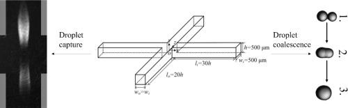 Trapping and coalescence of droplets in micro cross-shaped channels