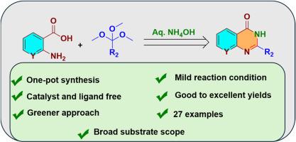 Amidation of amino aryl acids with orthoesters in aqueous ammonium hydroxide: A strategy to construct quinazolinones and pyrido[2,3-d]pyrimidinones