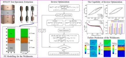 Characterization of cyclic visco-plastic behavior, damage and failure in high temperature weldments via an inverse method