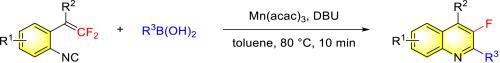 Mn(III)-mediated defluorinative radical cyclization of β,β-difluoro-ortho-alkenyl isocyanides with boronic acids: Access to 3-fluoroquinoline derivatives