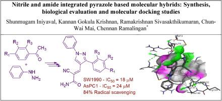Nitrile and amide integrated pyrazole based molecular hybrids: Synthesis, biological evaluation, and molecular docking studies