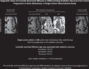 Diagnostic value of centrally restricted diffusion in differentiating radiation necrosis from tumor progression in brain metastases: A single-center observational study