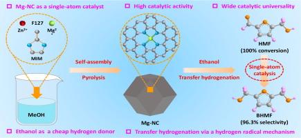 Constructing a high-performance magnesium single-atom catalyst for the transfer hydrogenation of biomass-derived carbonyl compounds in ethanol