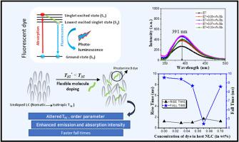 Enhanced photophysical attributes and fast switching dynamics in xanthene dye-blended nematic liquid crystal systems: A molecular level investigation