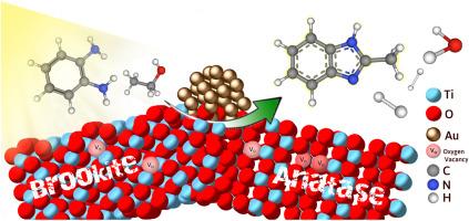 Synergistic effect of oxygen vacancies and plasmonic Au nanoparticles in anatase-brookite TiO2 for efficient solar-driven 2-methylbenzimidazole and hydrogen Co-production