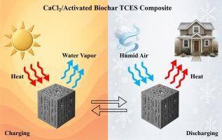 High energy density long-term thermochemical energy storage composite based on salt and wood-derived activated biochar