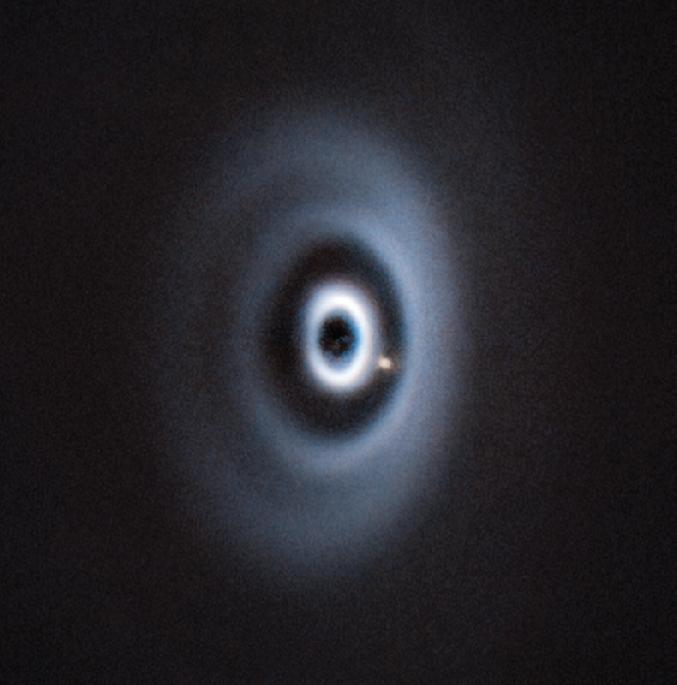 A newborn gas giant carving its gap