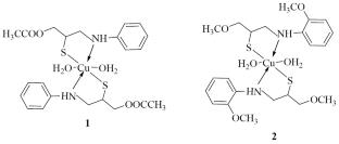 Copper(II) Complexes with 1-[Anilino(2-methoxyanilino)]-3-acetoxy(methoxy)propane-2-thiol and Their Application