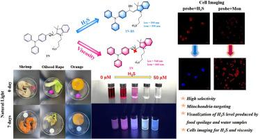 A ratiometric NIR fluorescent probe for simultaneous detection of H2S and viscosity: Applications in environmental monitoring and bioimaging