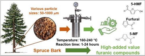 Sustainable valorization of spruce bark via hydrothermal carbonization for the production of furanic compounds