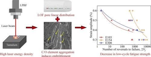 The influence of laser energy density on the low cycle fatigue behavior for laser powder bed fused tantalum