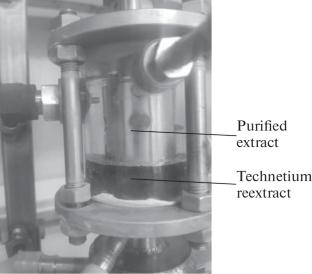Technetium Recovery from Uranium Extract and Its Concentration Using a Separator during Reprocessing of Spent Nuclear Fuel