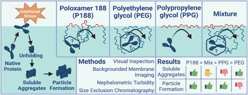 Stabilisation of a monoclonal antibody formulation in the presence of poloxamer 188 and related PEG/PPG systems