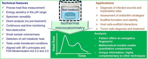 Isothermal microcalorimetry for scaffold design and characterization: Assessing bacterial and host cell interactions and physicochemical stability