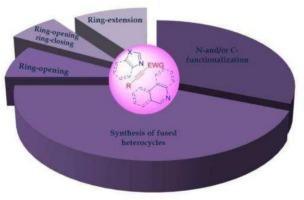 Transition metal free functionalization of nitrogen heterocycles, triggered and driven by electrophilic acetylenes