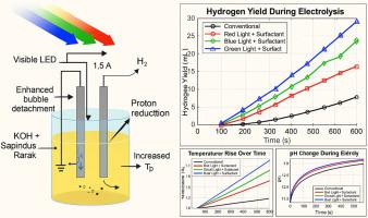 Synergistic enhancement of hydrogen evolution reaction by bio-surfactant and visible light in alkaline water electrolysis