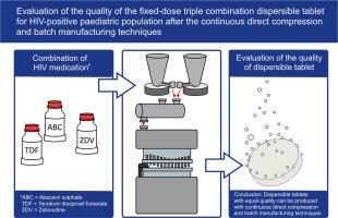 Evaluation of the quality of the fixed-dose triple combination dispersible tablet for HIV-positive paediatric population after the continuous direct compression and batch manufacturing techniques