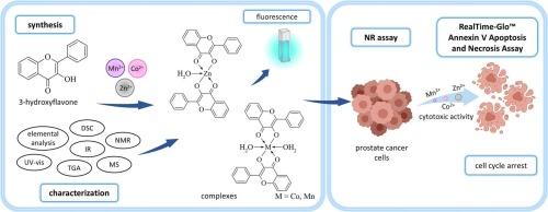 Synthesis, spectroscopic, and photophysical studies of Mn(II), Co(II), and Zn(II) complexes with 3-hydroxyflavone: Insights into anticancer activity against prostate cancer cells