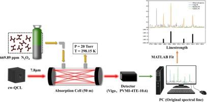 Investigation of effective line strengths of N2O4 at 7.8 μm using a continuous-wave quantum cascade laser spectrometer
