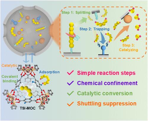 Triple-Site Integrated Redox-Active Metal–Organic Cages Enable Complementary Acceleration Mechanisms for Serially Enhancing Sulfur Redox Kinetics