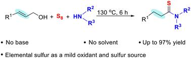 Synthesis of alkyl thioamides by three-component reactions of allyl alcohols, elemental sulfur and amines: elemental sulfur as a mild oxidant and a sulfur source