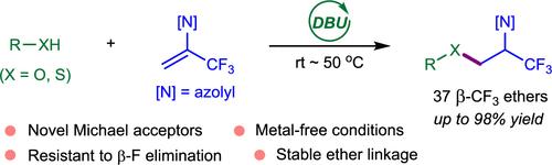 Synthesis of β-CF3 Ethers by Base-Catalyzed Anti-Markovnikov Addition of Alcohols to Trifluoromethyl Alkenes