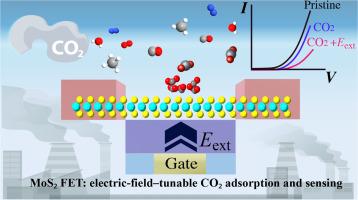 Electric field effects on CO2 adsorption and electronic transport in MoS2: toward FET-based gas sensors