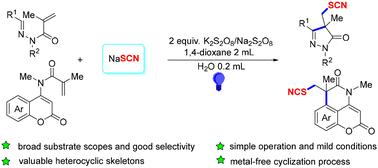 Photo-induced tandem cyclization of unsaturated amides with thiocyanates to access thiocyanated heterocycles