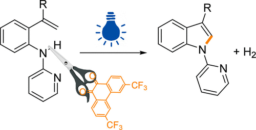 Photoredox Catalytic Synthesis of Indoles via Direct N–H Activation to Generate Putative Aminyl Radicals