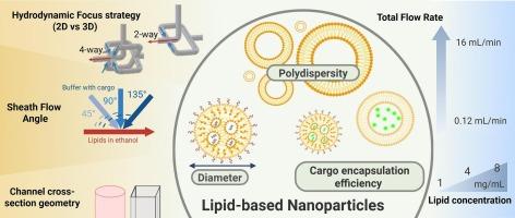 Hydrodynamic focusing to synthesize lipid-based nanoparticles: Computational and experimental analysis of chip design and formulation parameters