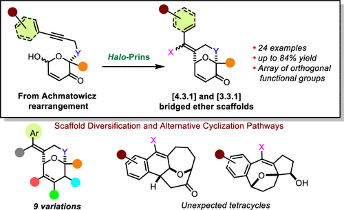 Alkynyl Halo-Prins Cyclizations for the Synthesis of Bicyclo[4.3.1] and [3.3.1] Oxygen-Bridged Heterocycles