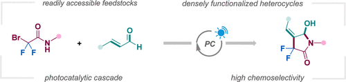 Photoredox-Catalyzed Radical-Addition/Hemiaminalization Cascade of Cinnamaldehyde: Modular Access to Difluoro-5-hydroxypyrrolidinone