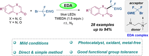 EDA Complex Initiated C–H Difluoroalkylation of Quinoxalin-2(1H)-ones with Fluoroalkyl Bromides