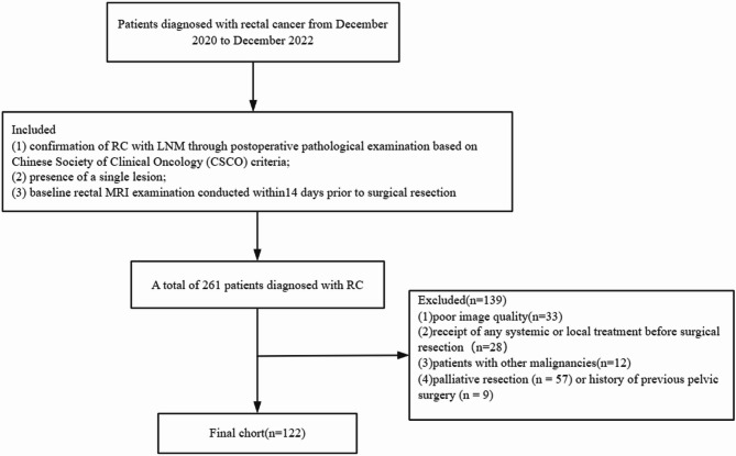 Deep learning model for predicting lymph node metastasis around rectal cancer based on rectal tumor core area and mesangial imaging features.
