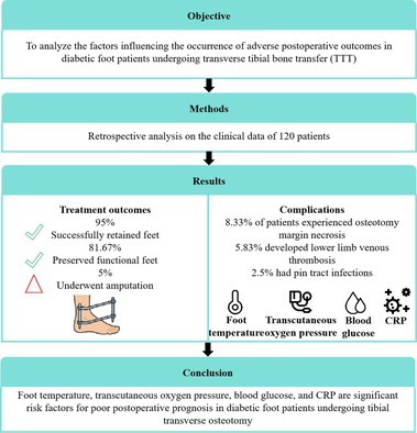 Application of Transverse Tibial Bone Transfer in Diabetic Foot Patients: A Comprehensive Evaluation of Postoperative Prognostic Factors and Risk Factors.
