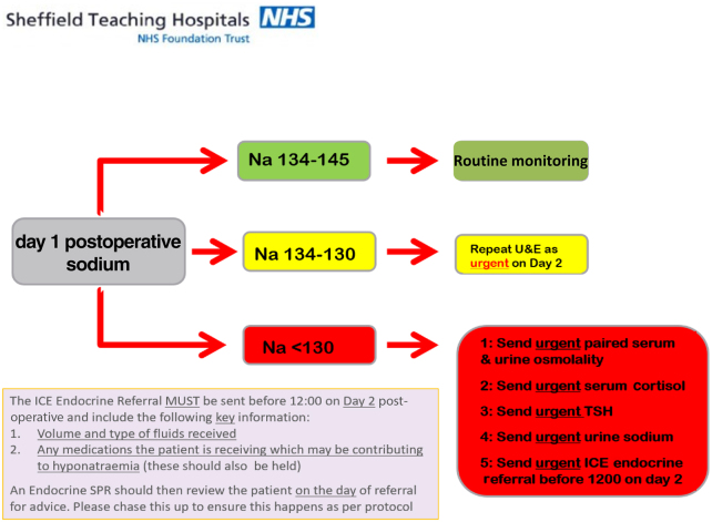 Can introducing a direct endocrine pathway reduce hyponatraemia in elective knee and hip replacements? A closed-loop audit and service evaluation study.