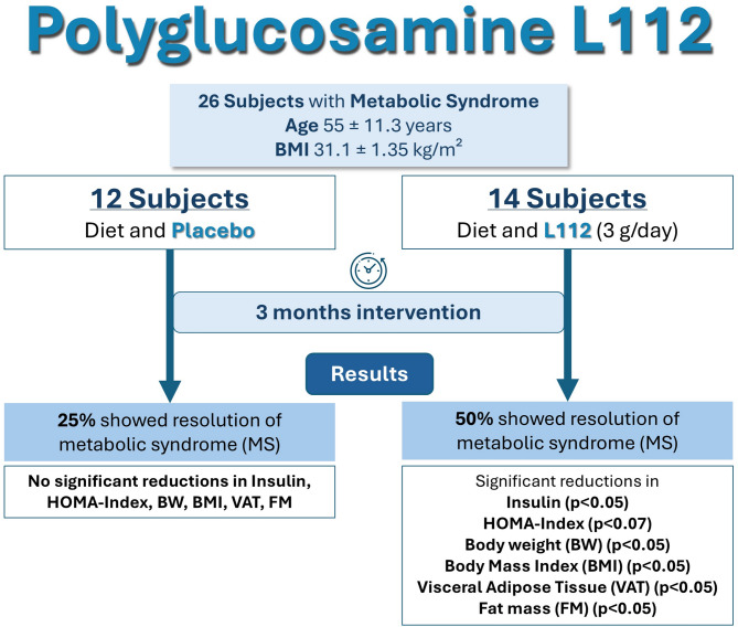 Modification of metabolic syndrome parameters following the administration of polyglucosamine L112: results of a subgroup analysis of subjects enrolled in a double blind randomised placebo controlled clinical investigation.