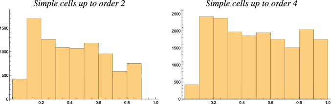Do the receptive fields in the primary visual cortex span a variability over the degree of elongation of the receptive fields?