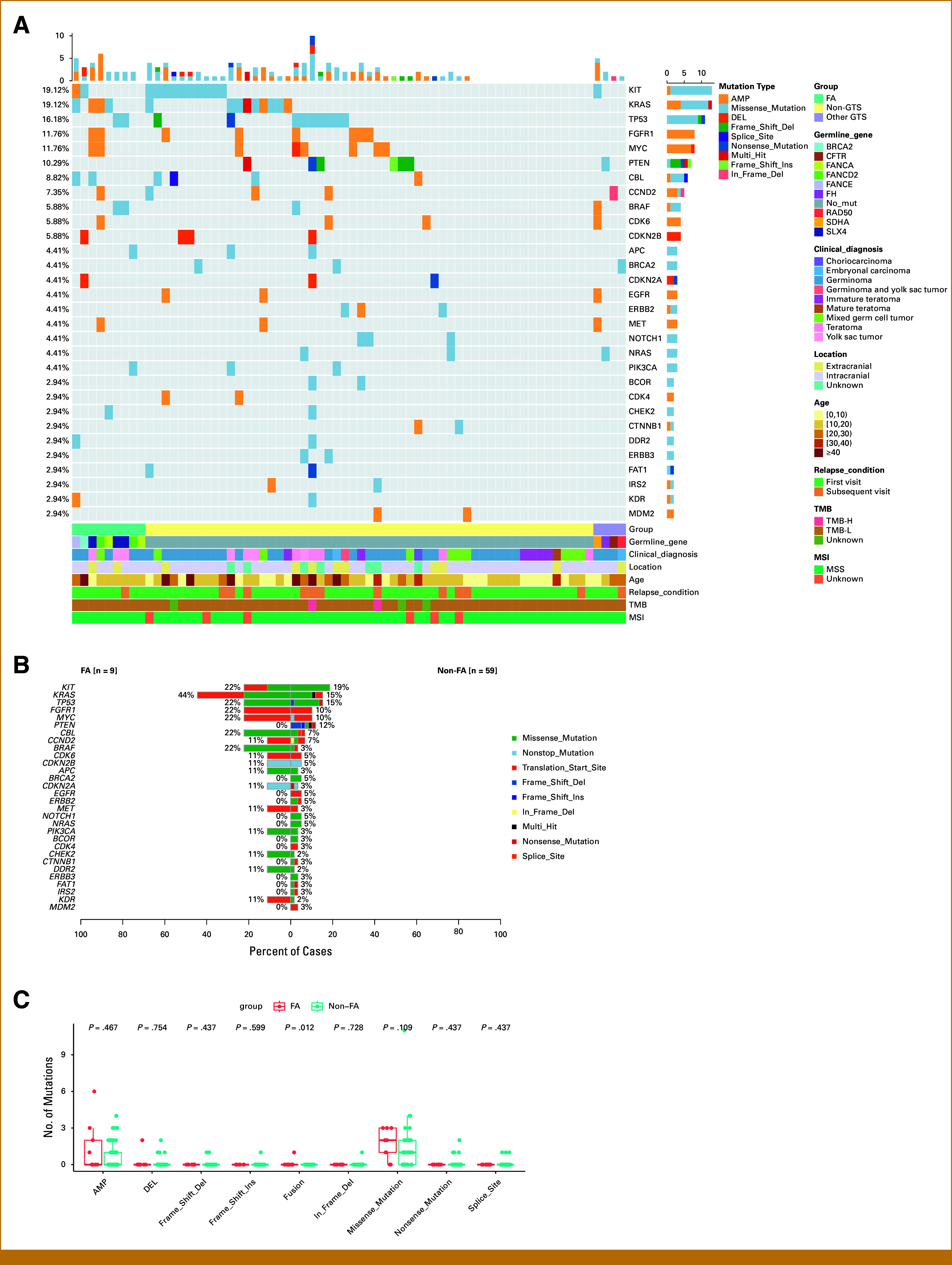 Heterozygous Germline Fanconi Anemia-Related Gene Mutations Increase Susceptibility to Germ Cell Tumors.