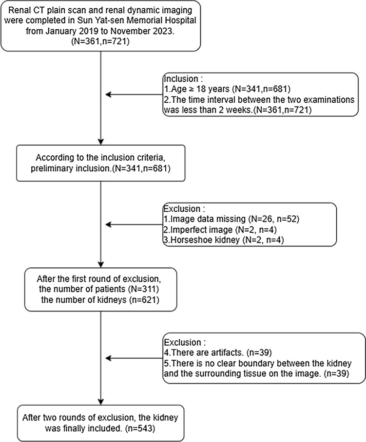 Developing a CT radiomics-based model for assessing split renal function using machine learning.