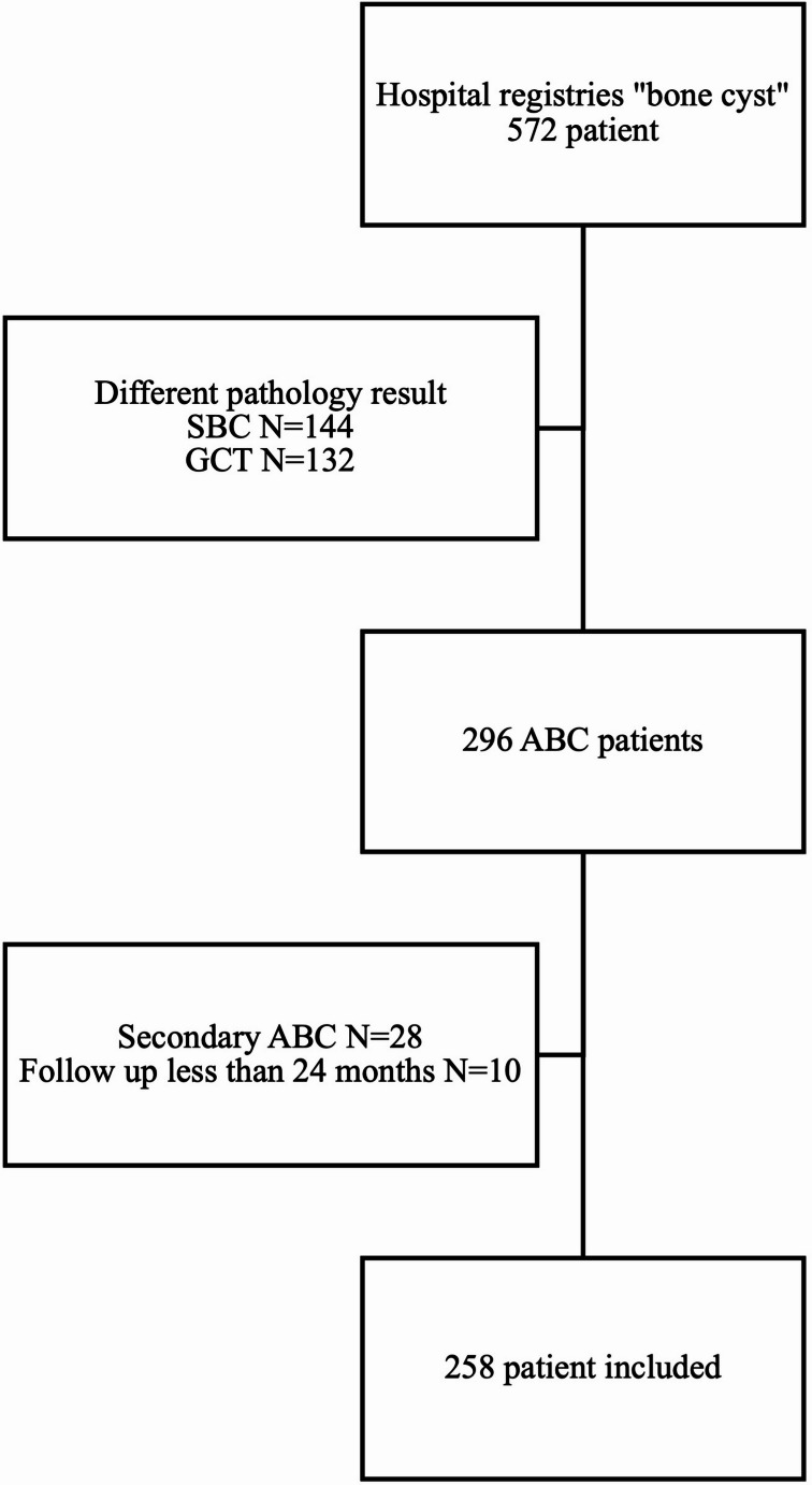 Aneurysmal bone cysts (ABC): Retrospective analysis of two hundred and fifty eight cases.
