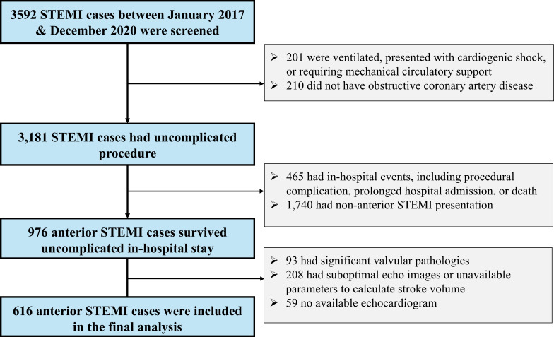 Role of stroke volume in patients presenting with uncomplicated anterior STEMI.
