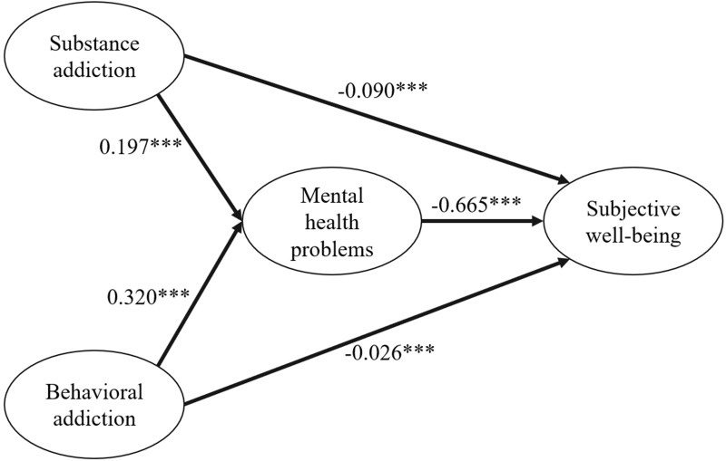 Adolescent Addictive Behaviors and Subjective Well-Being: The Mediating Role of Mental Health Problems.