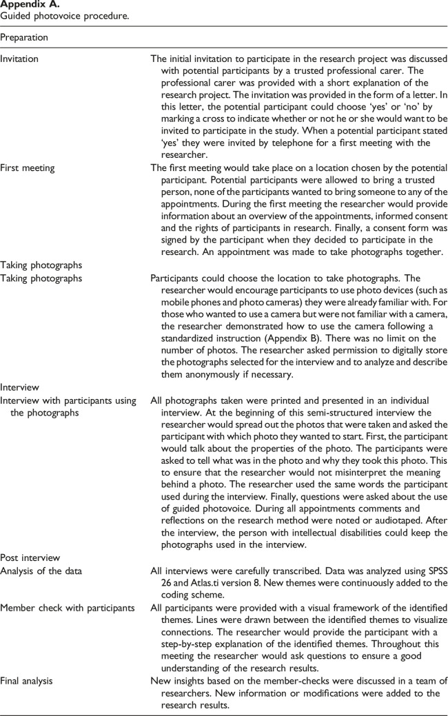 Photographic visualization of stories: documenting the experiences of people with intellectual disabilities with guided photovoice.