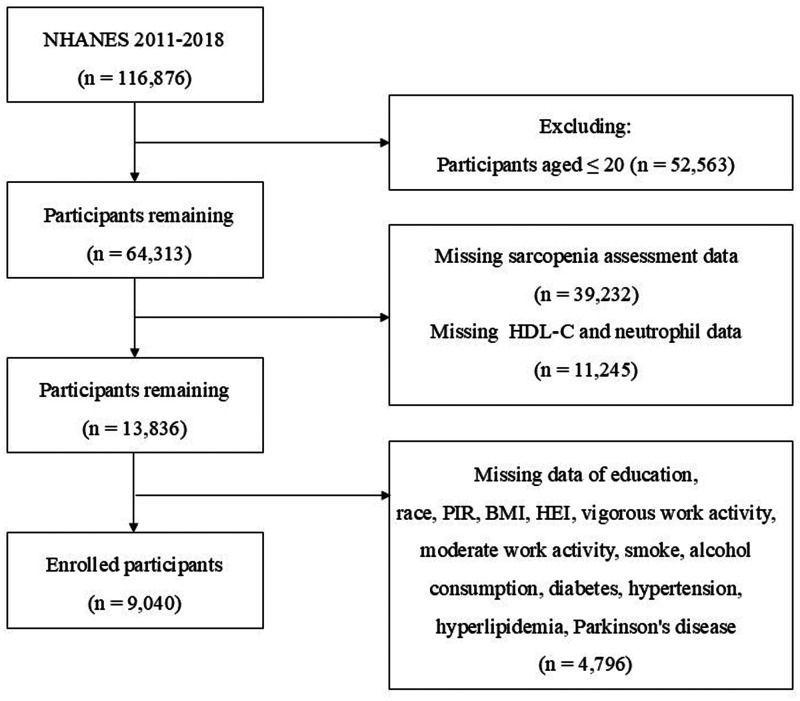 Relationship of the neutrophil-to-high-density lipoprotein cholesterol ratio with sarcopenia: A cross-sectional study.