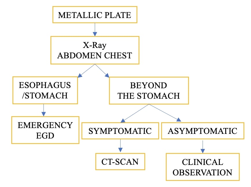 Metallic plate in tobacco filters: A new pediatric challenge.