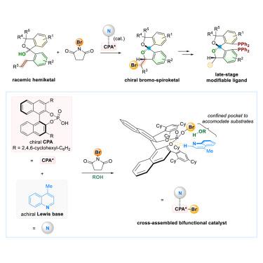 Access to chiral spiroketals via catalytic enantioselective halogenation of racemic olefinic hemiketals