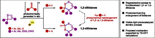 Visible-Light Photocatalyzed Selective Synthesis of 1,2- or 1,3-Dithianes From Thietanes: An Experimental and Theoretical Study