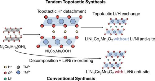 Tandem Topotactic Reactions for Low-Temperature Synthesis of Ni-Rich Layered Oxide Cathodes without Anti-site Defect