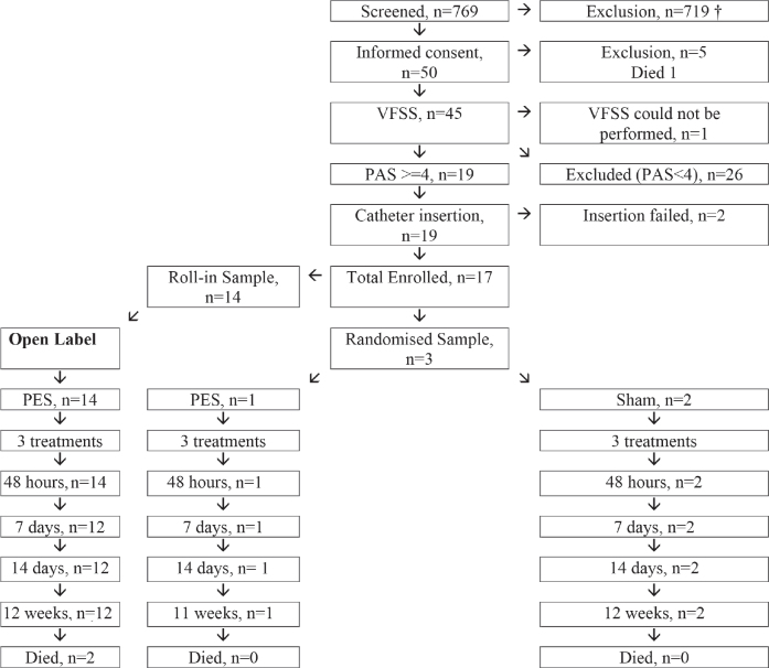 Pharyngeal electrical stimulation to treat dysphagia in acute stroke: learnings from cases in the PhEED clinical trial.